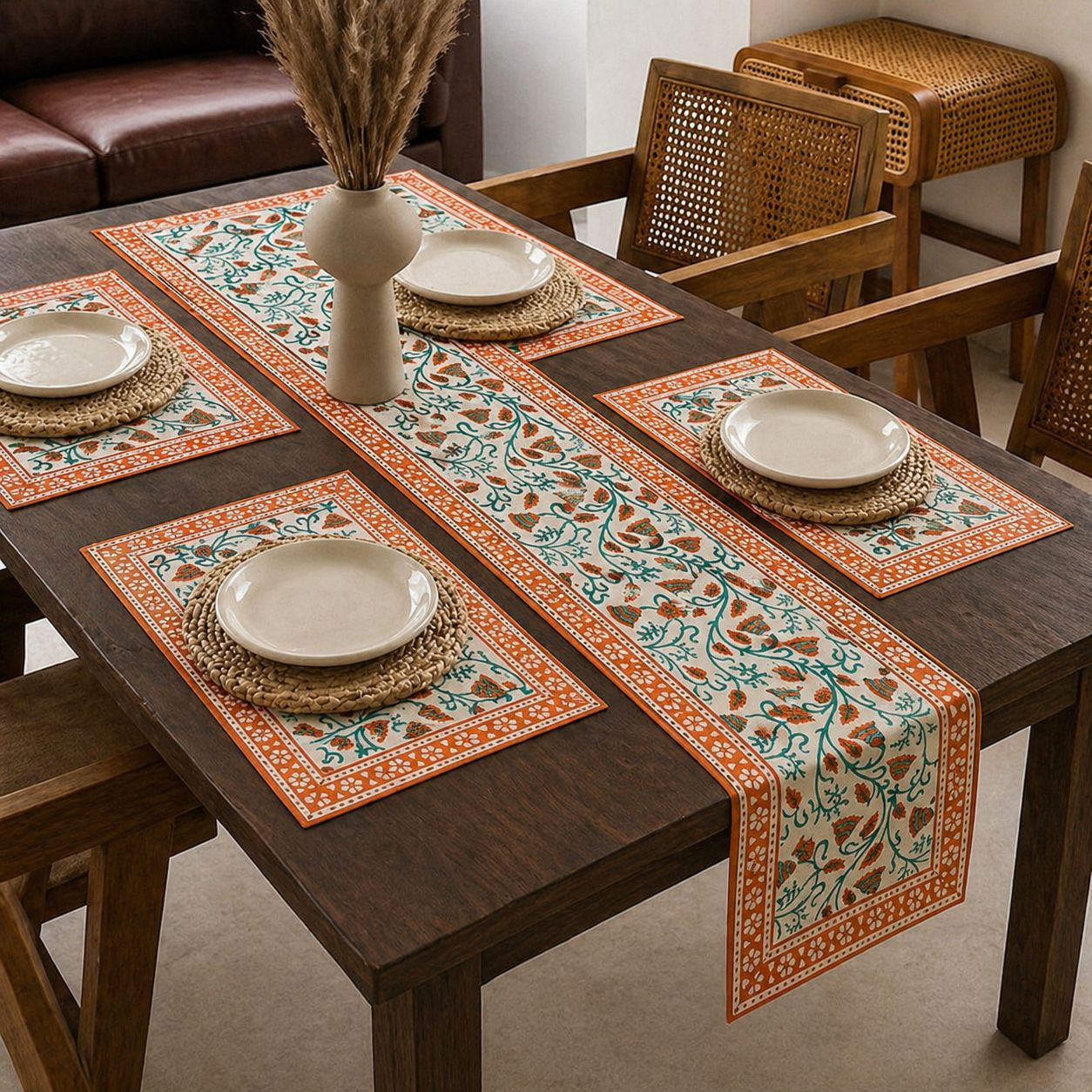 Marigold Bloom Ethnic Floral - Table Runner