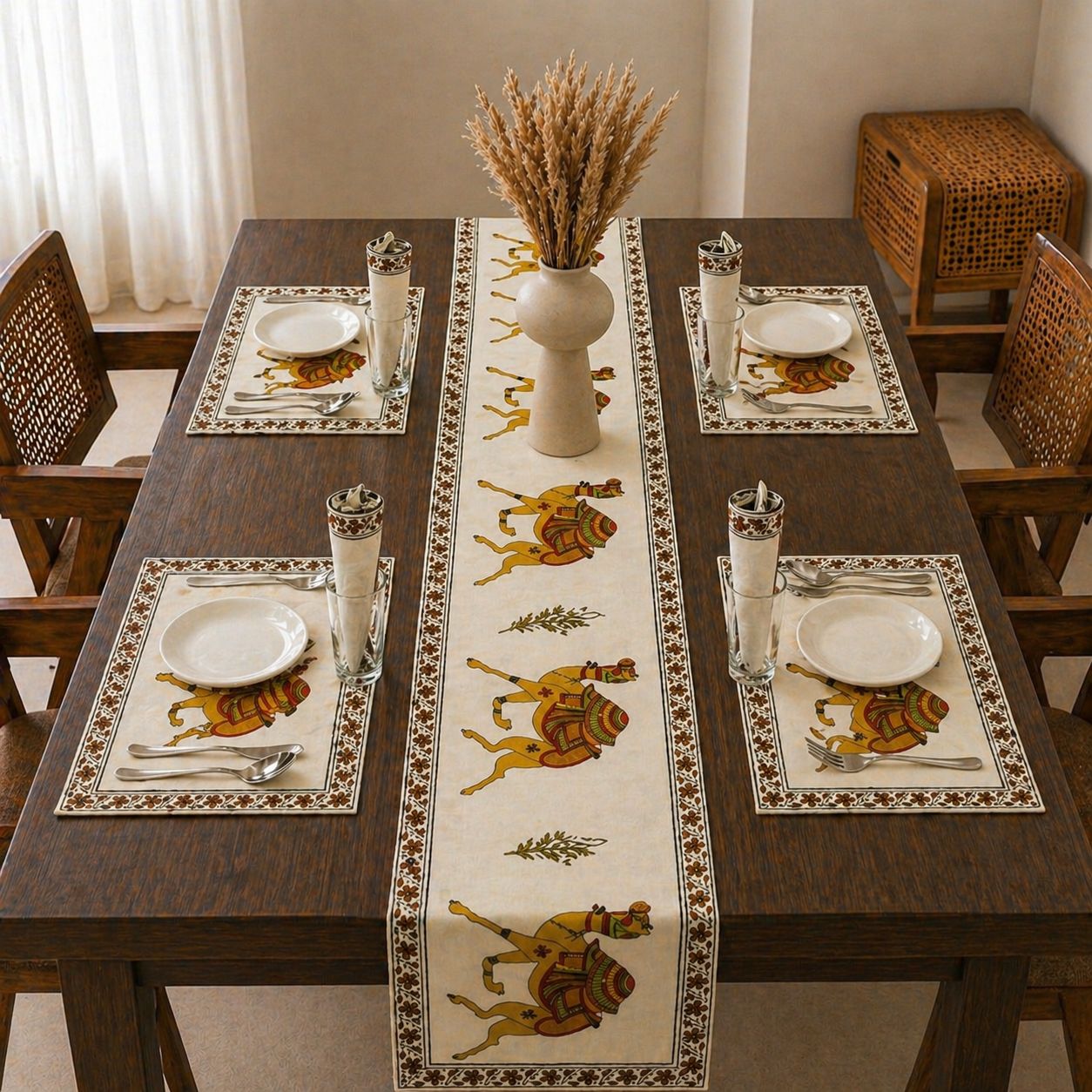 Heritage Camel Print - Table Runner